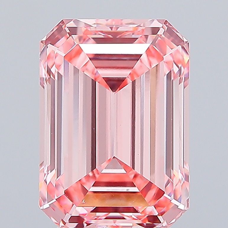 Loose Diamond - EMERALD 4.06ct Fancy Vivid Pink VS1: Loose Diamond - EMERALD 4.06ct Fancy Vivid Pink VS1 Source: This is a real non-mined Diamond that has been grown in a lab Shape: EMERALD Carats: 4.06 Color: Fancy Vivid Pink Certification: IGI
