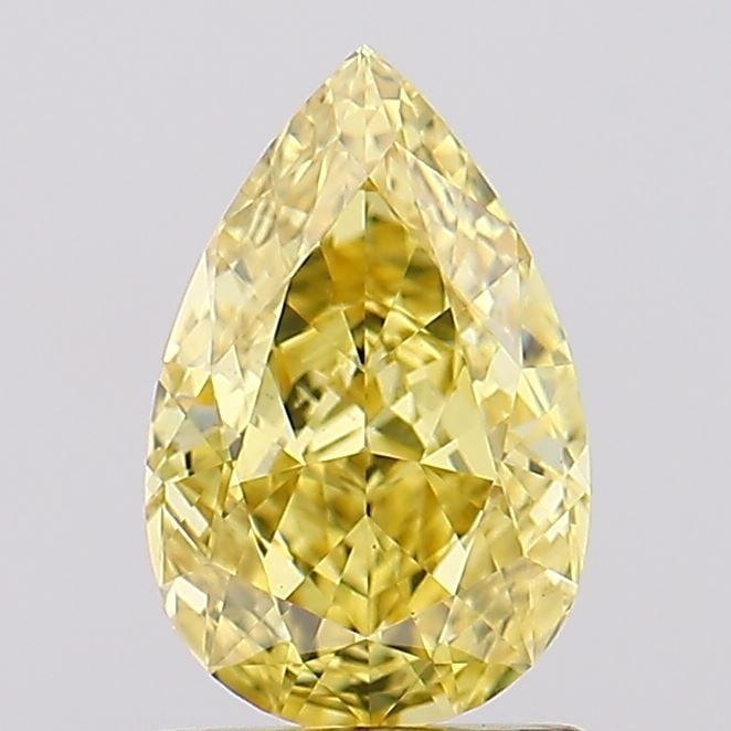 Loose Diamond - PEAR 1.23ct Fancy Vivid Yellow VS1: Loose Diamond - PEAR 1.23ct Fancy Vivid Yellow VS1 Source: This is a real non-mined Diamond that has been grown in a lab Shape: PEAR Carats: 1.23 Color: Fancy Vivid Yellow Certification: IGI Video: