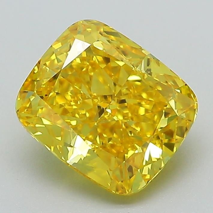 Loose Diamond - CUSHION MODIFIED 2.06ct Fancy Vivid Yellow VVS2: Loose Diamond - CUSHION MODIFIED 2.06ct Fancy Vivid Yellow VVS2 Source: This is a real non-mined Diamond that has been grown in a lab Shape: CUSHION MODIFIED Carats: 2.06 Color: Fancy Vivid Yellow Cer