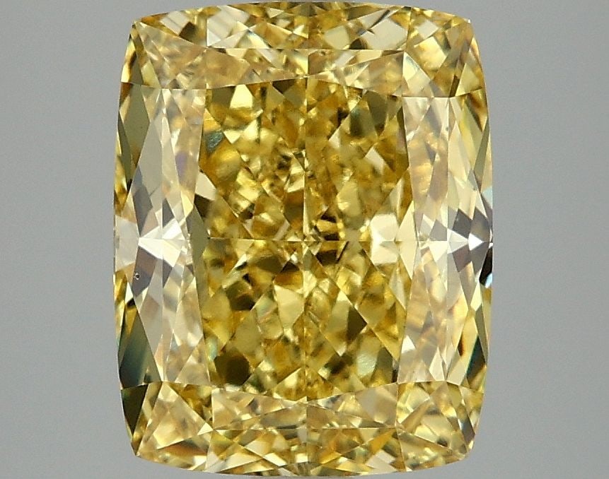 Loose Diamond - CUSHION MODIFIED 4.03ct Fancy Vivid Yellow VS1: Loose Diamond - CUSHION MODIFIED 4.03ct Fancy Vivid Yellow VS1 Source: This is a real non-mined Diamond that has been grown in a lab Shape: CUSHION MODIFIED Carats: 4.03 Color: Fancy Vivid Yellow Cert
