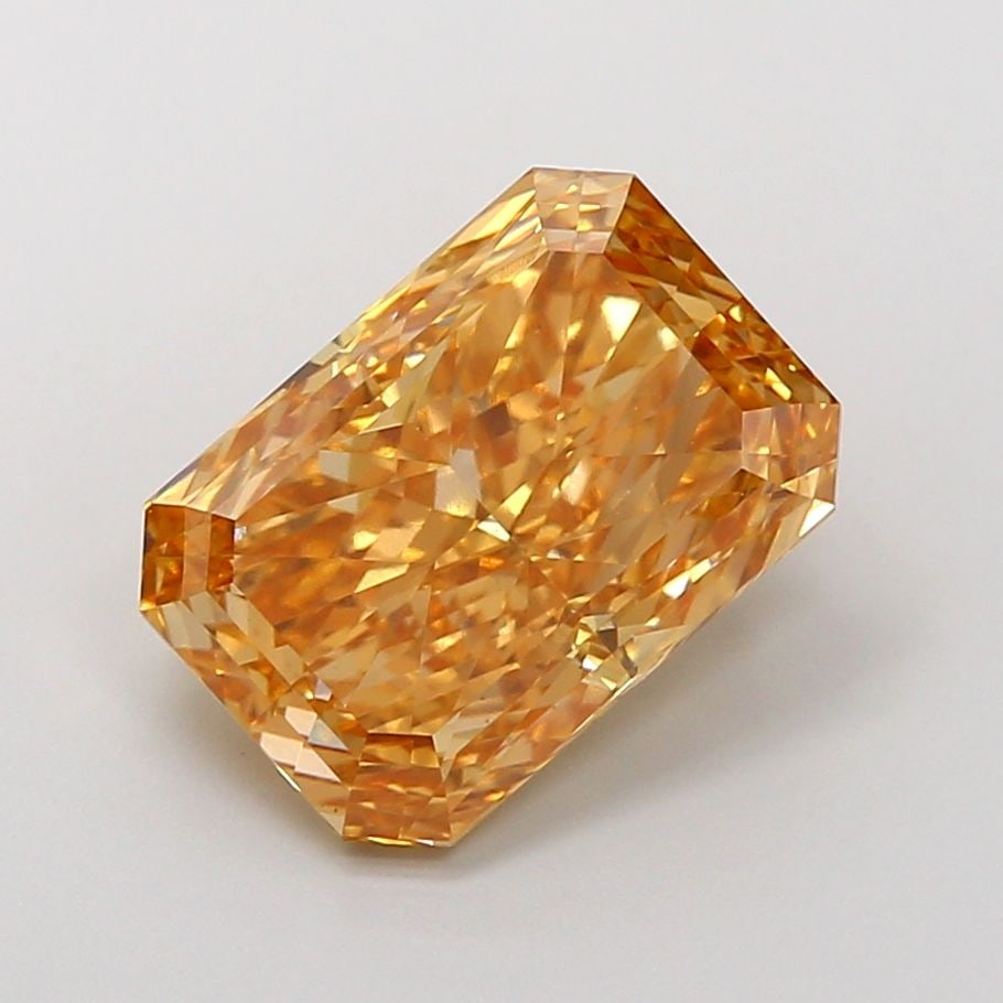 Loose Diamond - RADIANT 4.67ct Fancy Vivid Orangey Yellow VS1: Loose Diamond - RADIANT 4.67ct Fancy Vivid Orangey Yellow VS1 Source: This is a real non-mined Diamond that has been grown in a lab Shape: RADIANT Carats: 4.67 Color: Fancy Vivid Orangey Yellow Certif