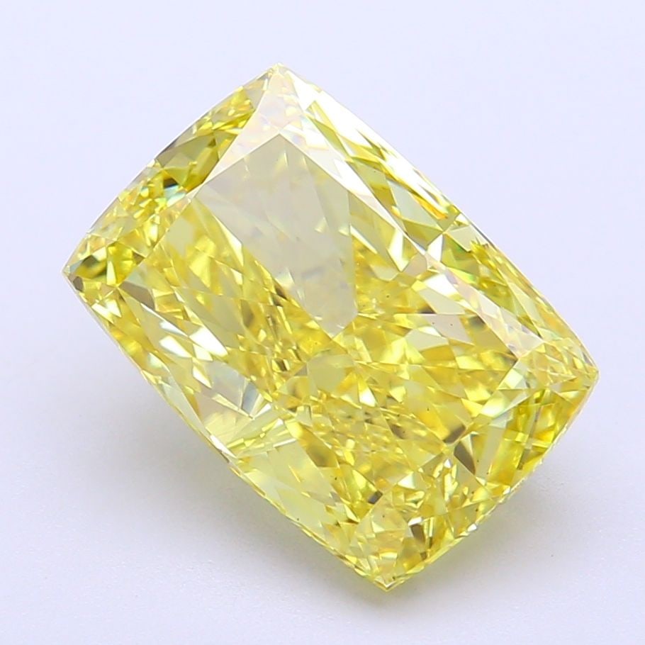 Loose Diamond - CUSHION MODIFIED 5.1ct Fancy Vivid Yellow VS1: Loose Diamond - CUSHION MODIFIED 5.1ct Fancy Vivid Yellow VS1 Source: This is a real non-mined Diamond that has been grown in a lab Shape: CUSHION MODIFIED Carats: 5.1 Color: Fancy Vivid Yellow Certif