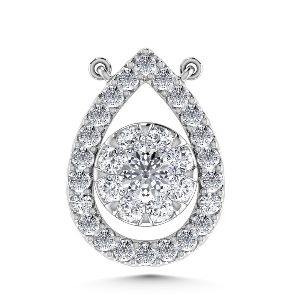 14K White Gold 1/3 Ct.Tw. Diamond Pear Shape Necklace: 14K White Gold 1/3 Ct.Tw. Diamond Pear Shape Necklace 14k White Gold Stone Color: G-h Stone Clarity: I1 Unless otherwise specified, pendants that include a chain are paired with our standard 18-inch l