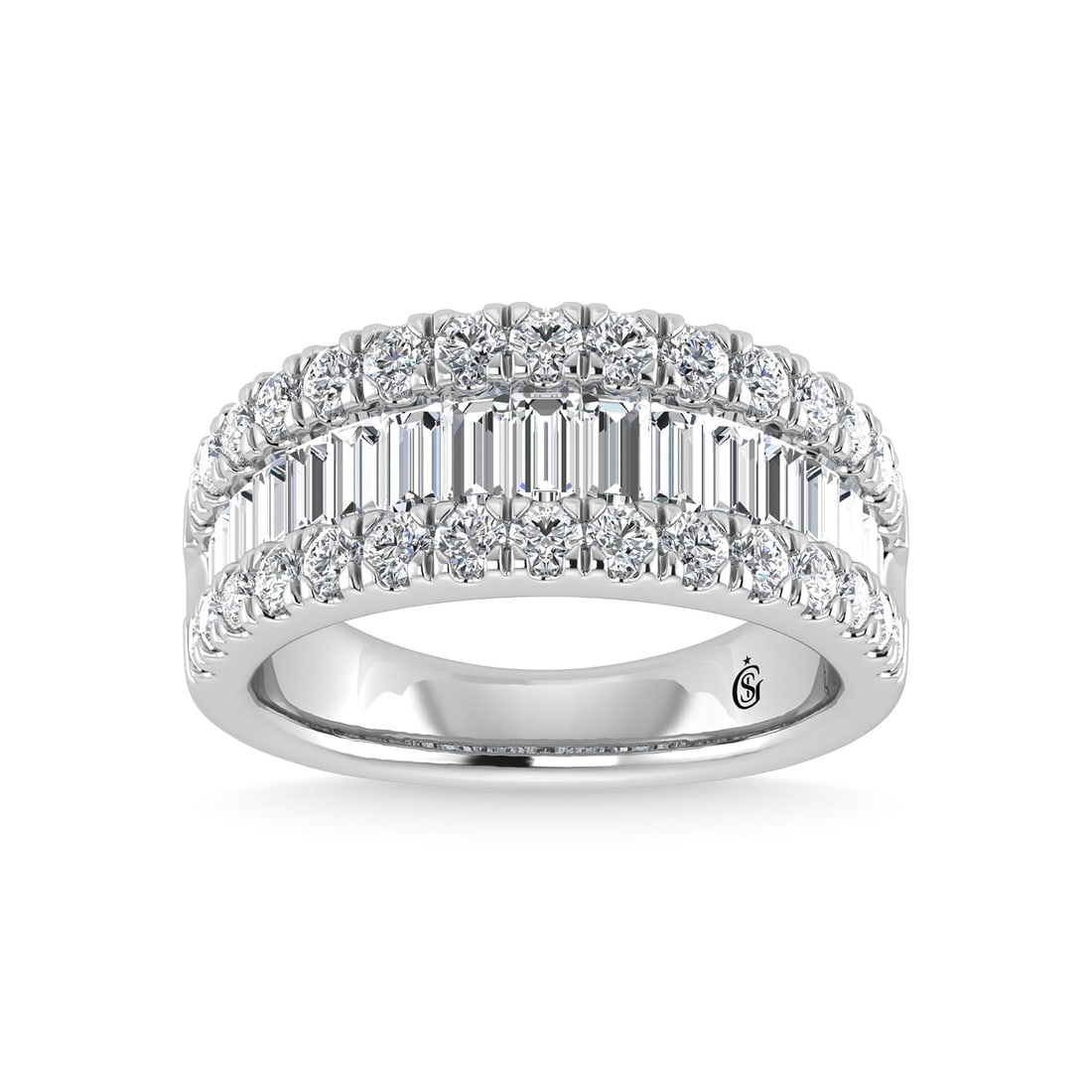 Diamond 1 7/8 Ct.Tw. Fashion Band in 14K White Gold: Diamond 1 7/8 Ct.Tw. Fashion Band in 14K White Gold 14k White Gold Stone Color: G-h Stone Clarity: Si2 Each ring is presented in standard size 6.5. Complimentary resizing is available between sizes 51