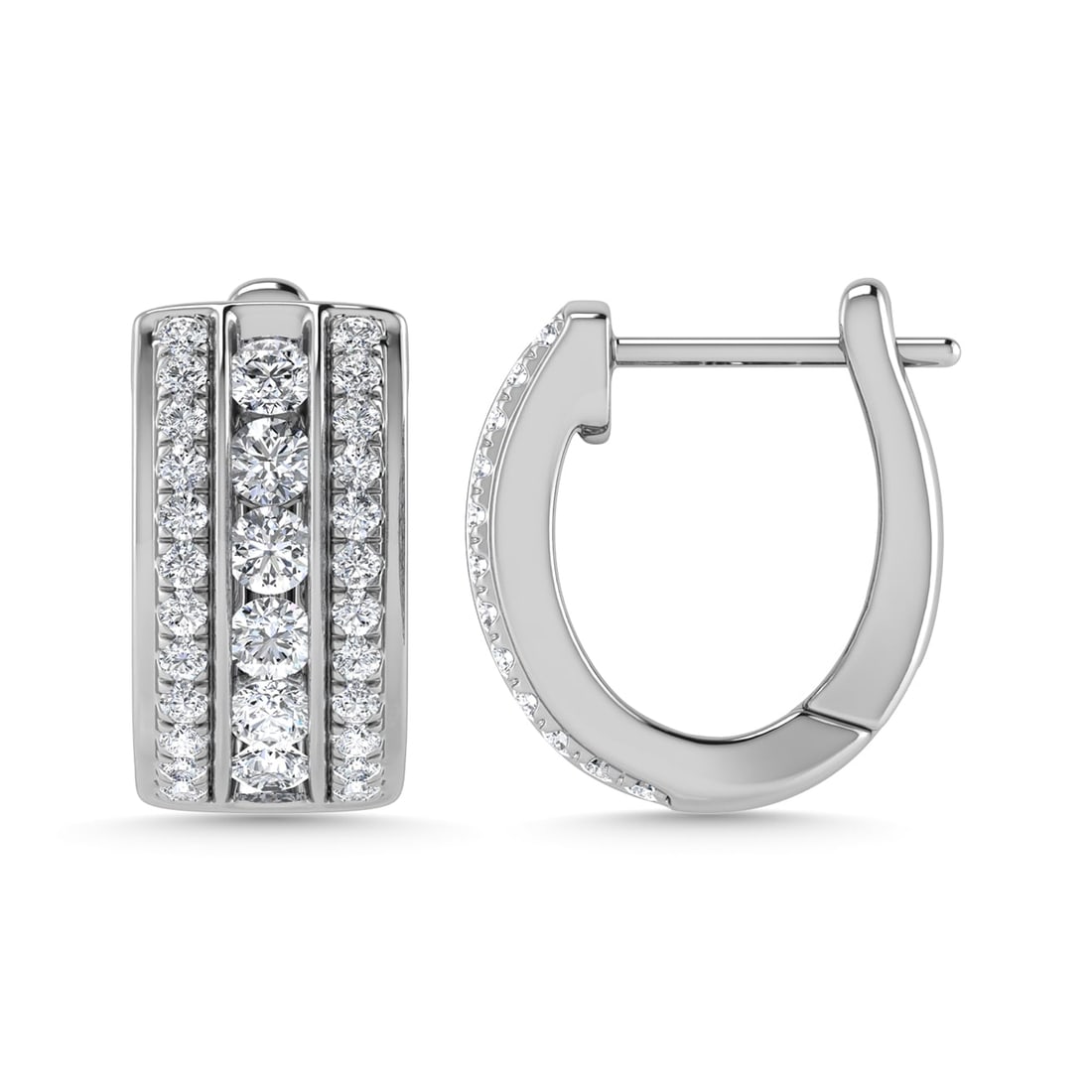 Diamond 1 1/2 Ct.Tw. Hoop Earrings in 14K White Gold: Diamond 1 1/2 Ct.Tw. Hoop Earrings in 14K White Gold 14k White Gold Stone Color: G-h Stone Clarity: Si2 This item may take 2-5 weeks for shipping. The Diamond Depot Guarantee: All items in this auctio