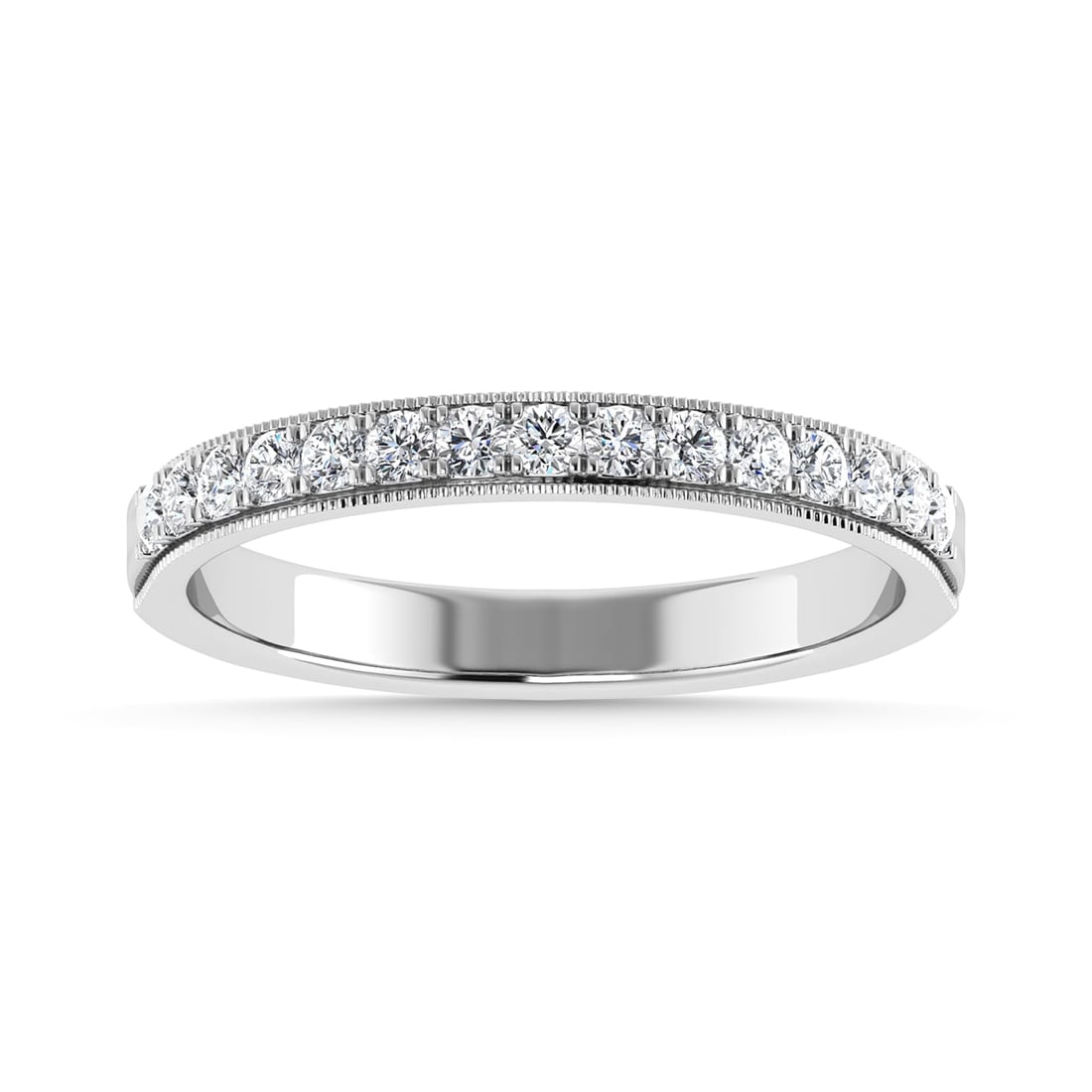 Diamond 1/4 Ct.Tw. Ladies Wedding Band in 14K White Gold: Diamond 1/4 Ct.Tw. Ladies Wedding Band in 14K White Gold 14k White Gold Stone Color: G-h Stone Clarity: Si2 Each ring is presented in standard size 6.5. Complimentary resizing is available between siz