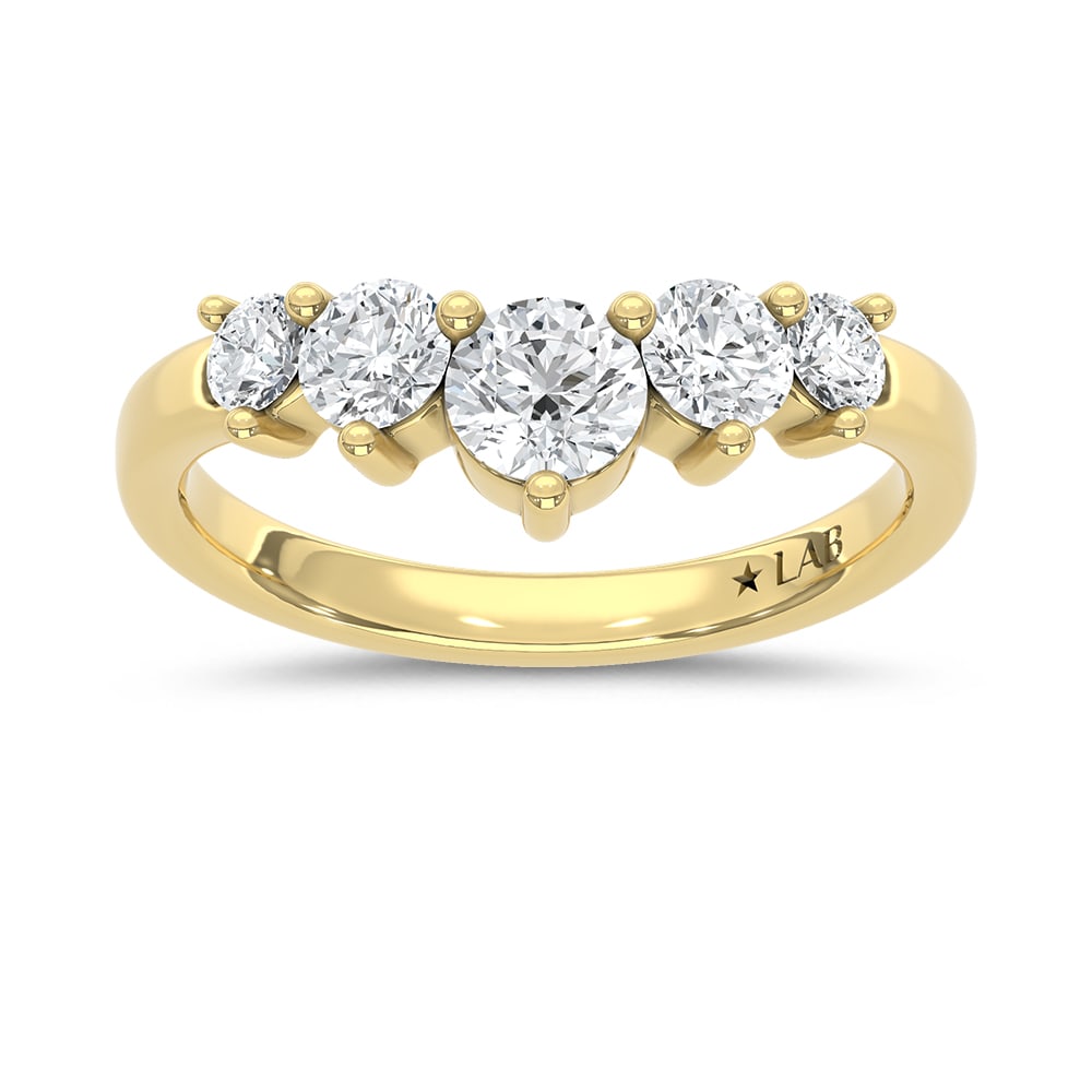 14K Yellow Gold Lab Grown Diamond 1 Ct.Tw. Chevron Band: 14K Yellow Gold Lab Grown Diamond 1 Ct.Tw. Chevron Band Add a modern twist to your jewelry collection with this 14K Yellow gold chevron band, featuring 1 carat total weight of lab-grown diamonds. Its