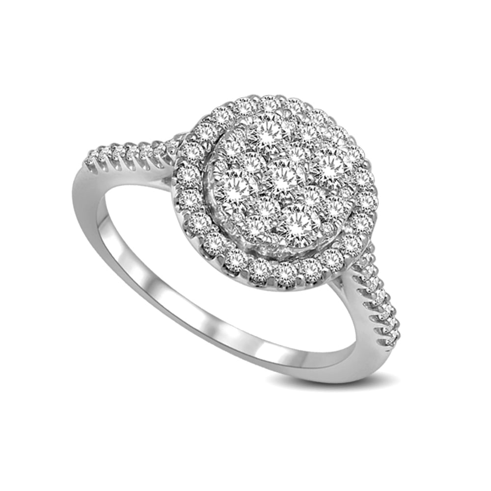 14K White Gold 1 5/8 Ct.tw Diamond Fashion Ring: 14K White Gold 1 5/8 Ct.tw Diamond Fashion Ring This charming ring styled in polished 14K white gold with a total diamond weight of 1 5/8 Ct.Tw. Round diamonds create a dazzling display in this fashio