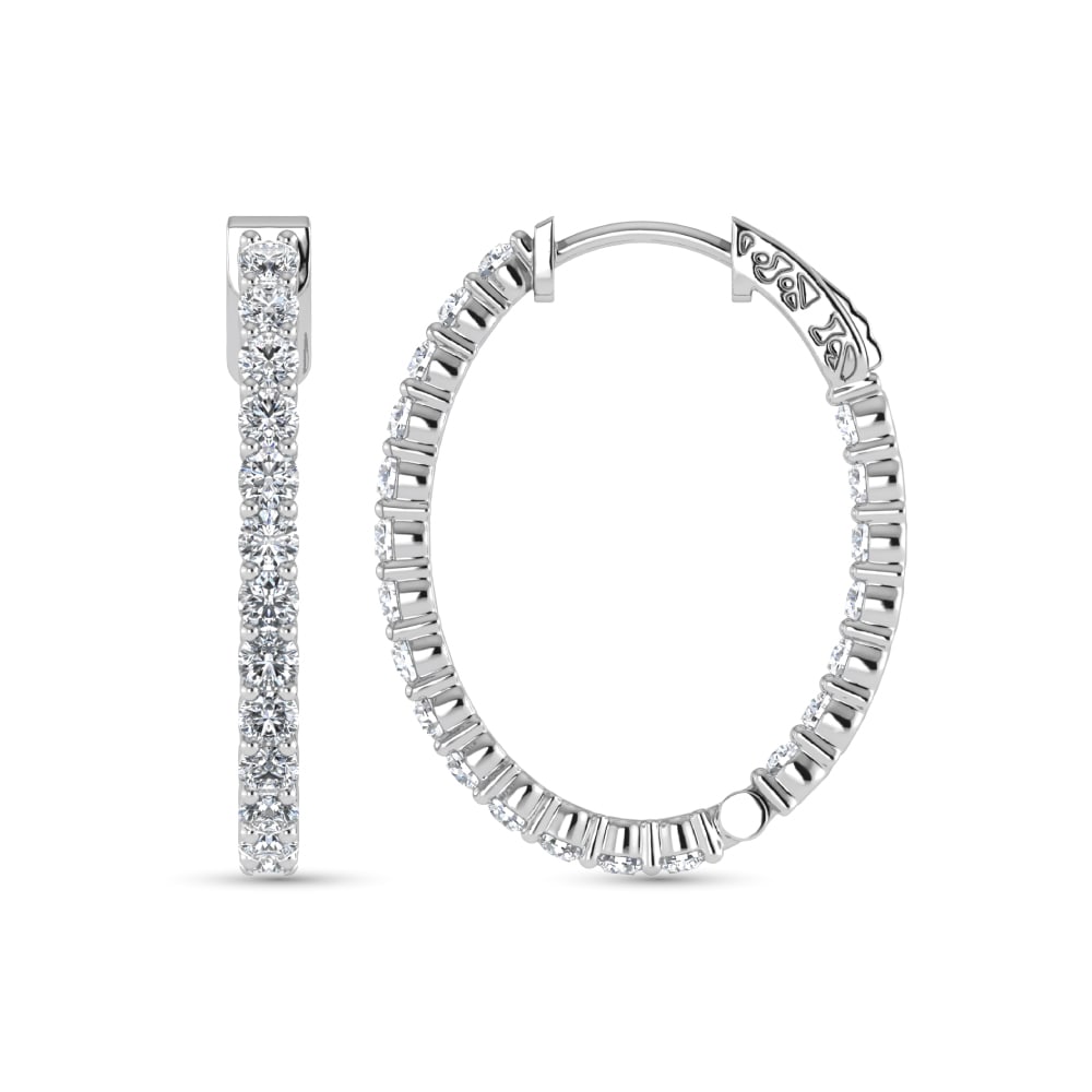 14K White Gold Lab Grown Diamond 5 Ct.Tw. Hoop Earrings: 14K White Gold Lab Grown Diamond 5 Ct.Tw. Hoop Earrings Opulent 14K white gold hoops with 5 Ct.Tw. lab-grown diamonds, radiating grandeur and luxury. 14k White Gold Stone Color: D-f Stone Clarity: Vs