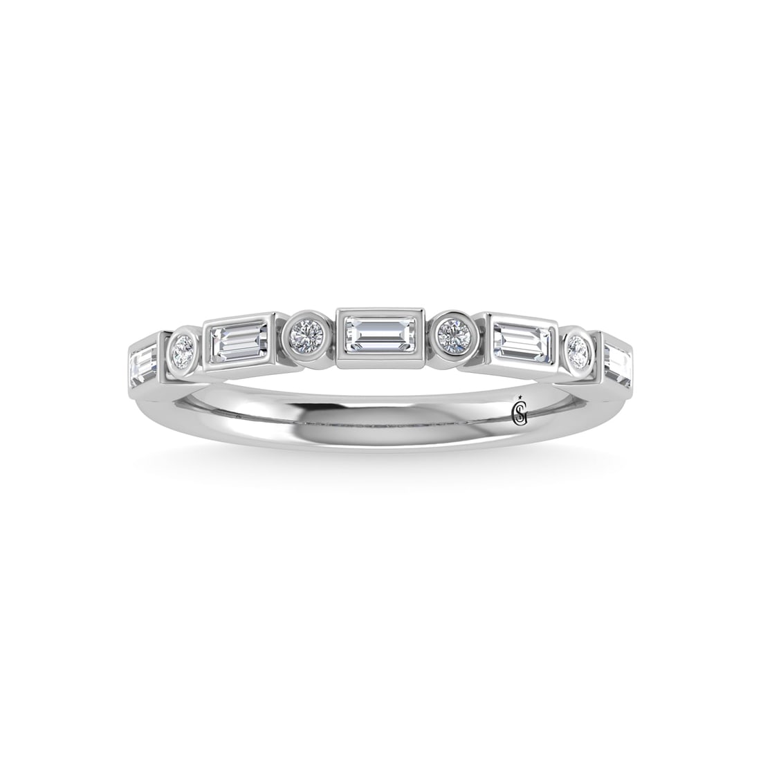 14K White Gold Diamond 1/4 Ct.Tw. Stackable Band: 14K White Gold Diamond 1/4 Ct.Tw. Stackable Band 14k White Gold Stone Color: G-h Stone Clarity: Si3-i1 / I1-i2 Each ring is presented in standard size 6.5. Complimentary resizing is available between