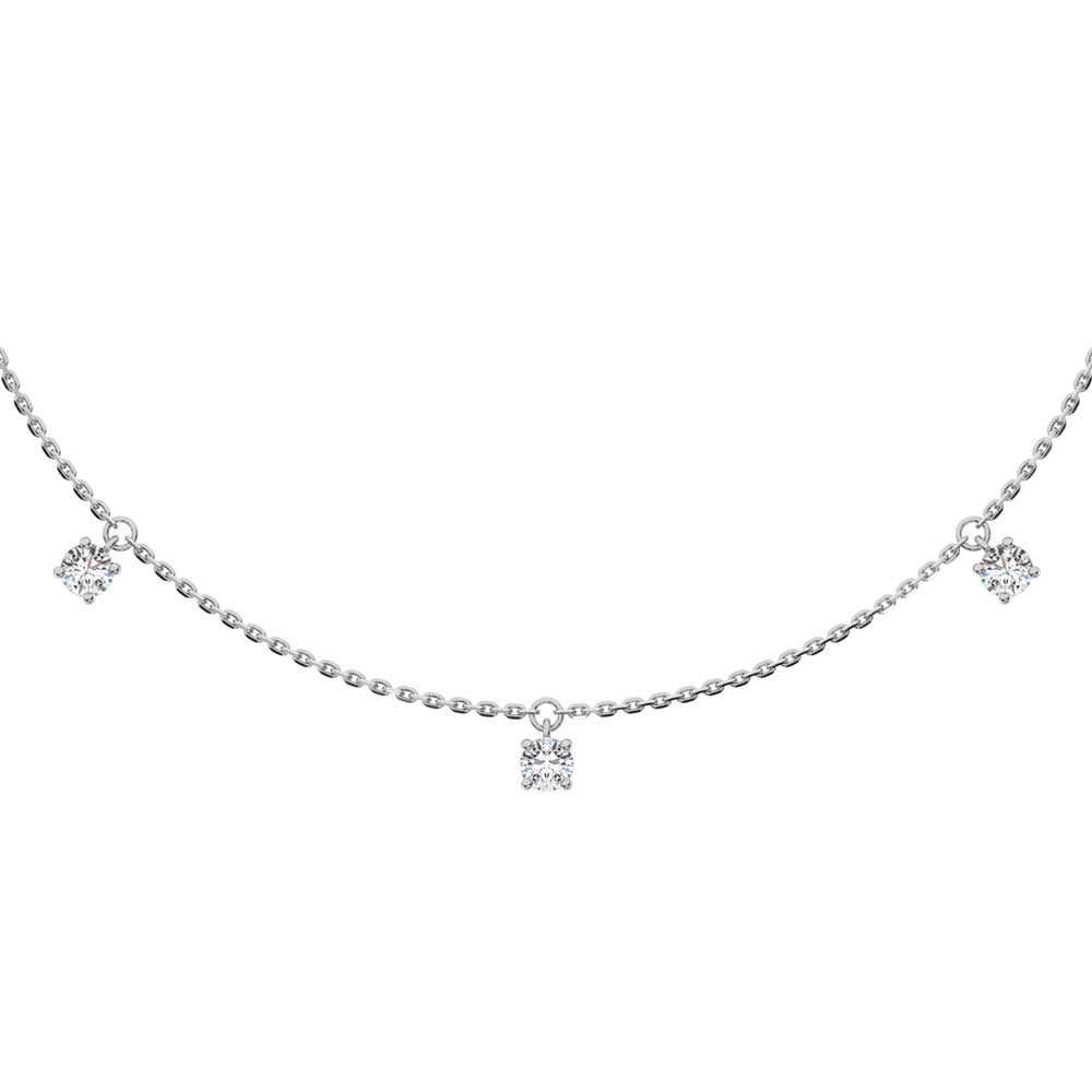 14K White Gold Lab Grown Diamond 1 Ct.Tw. 7 Stone Necklace: 14K White Gold Lab Grown Diamond 1 Ct.Tw. 7 Stone Necklace A striking expression of classic luxury, this 1 CT TW 7-stone necklace is crafted in luminous 14K white gold. Each lab-grown diamond is perfe