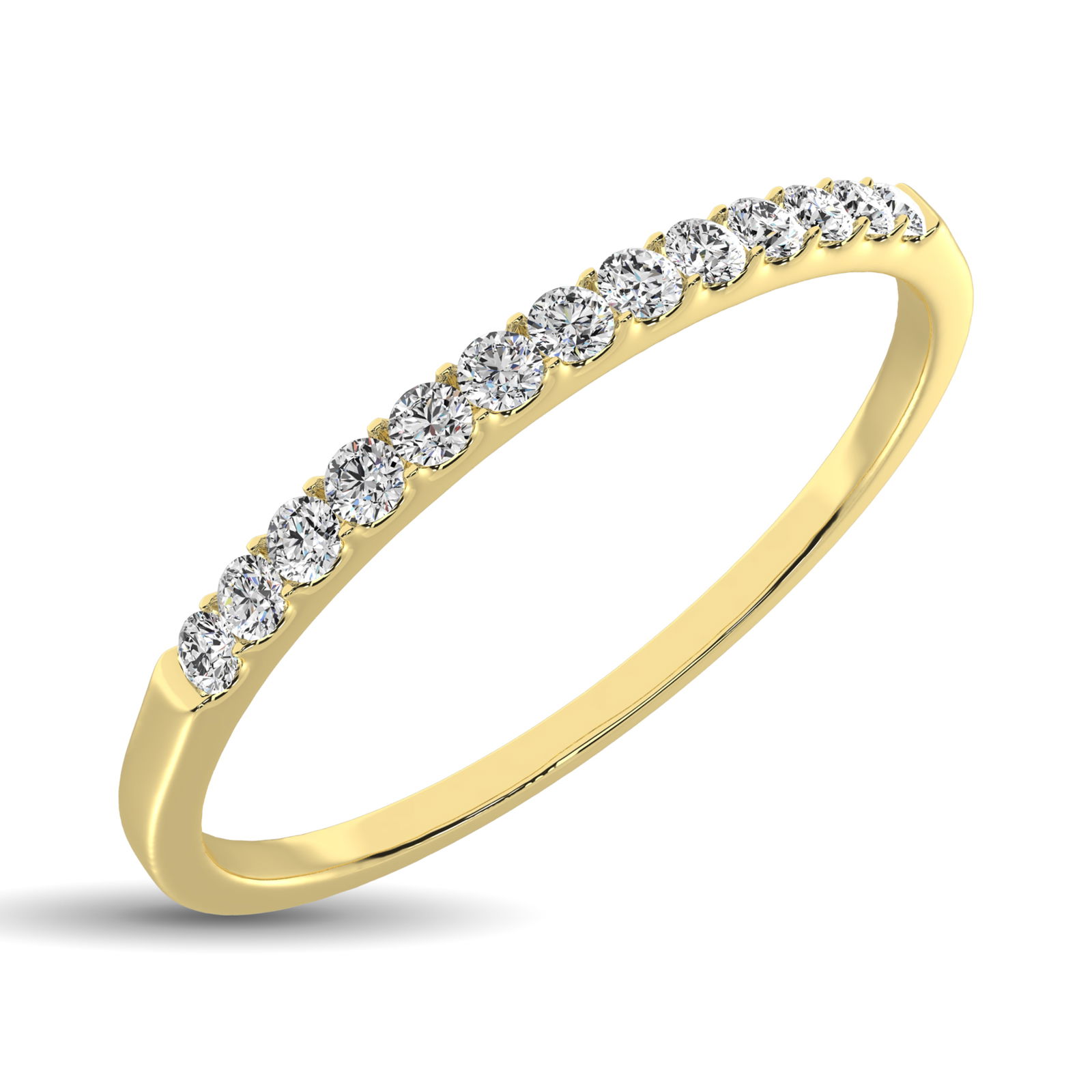 14K Yellow Gold 1/3 Ct Diamond Ladies Machine Band: 14K Yellow Gold 1/3 Ct Diamond Ladies Machine Band This amazing Ladies Band is available in 14K Yellow Gold. There are 13 round diamonds with a total carat weight of 1/3 Ct.Tw. set in a machine settin