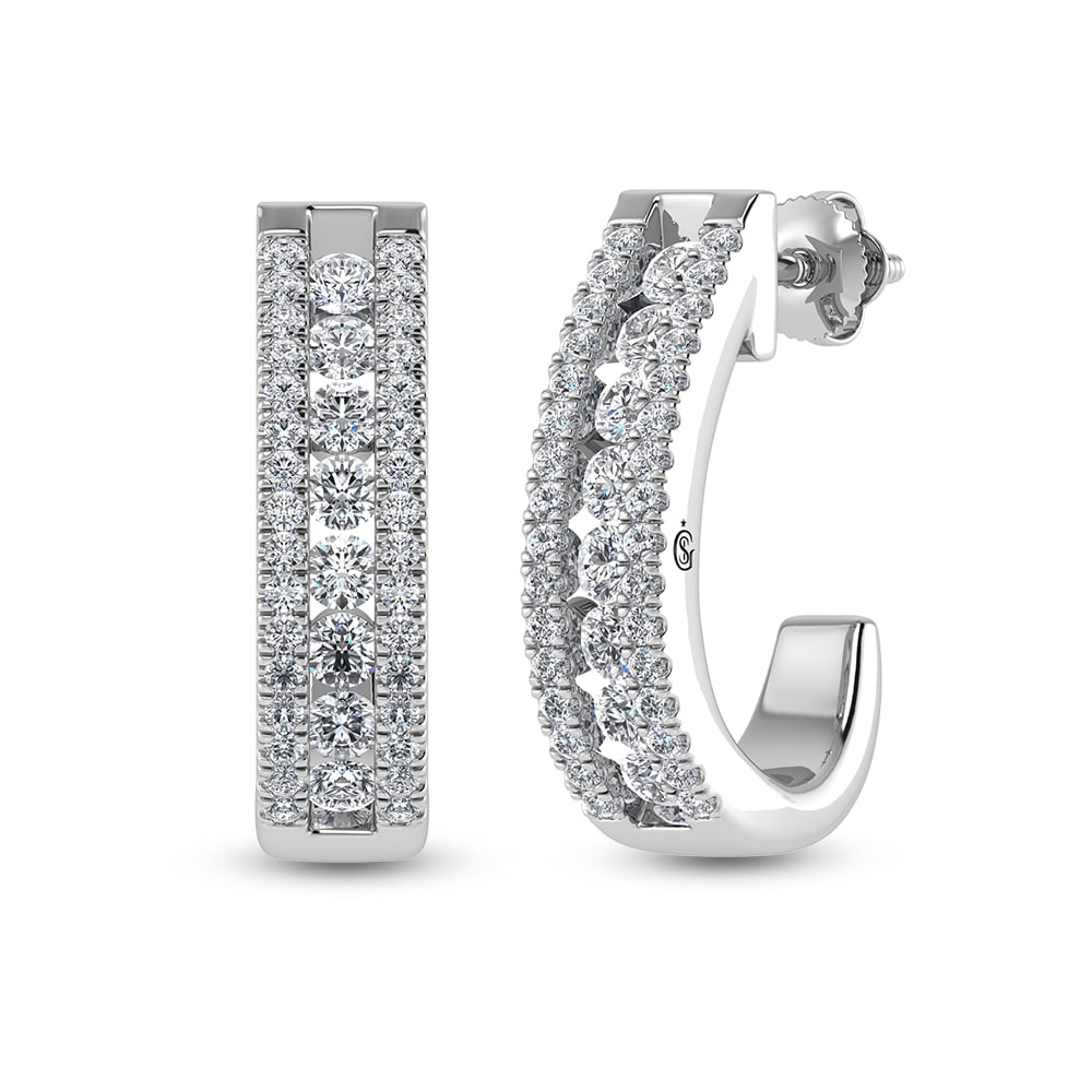 14K White Gold Diamond 1 1/4 Ct.Tw. Hoop Earrings: 14K White Gold Diamond 1 1/4 Ct.Tw. Hoop Earrings 14k White Gold Stone Color: G-h Stone Clarity: Si2 This item may take 2-5 weeks for shipping. The Diamond Depot Guarantee: All items in this auction a