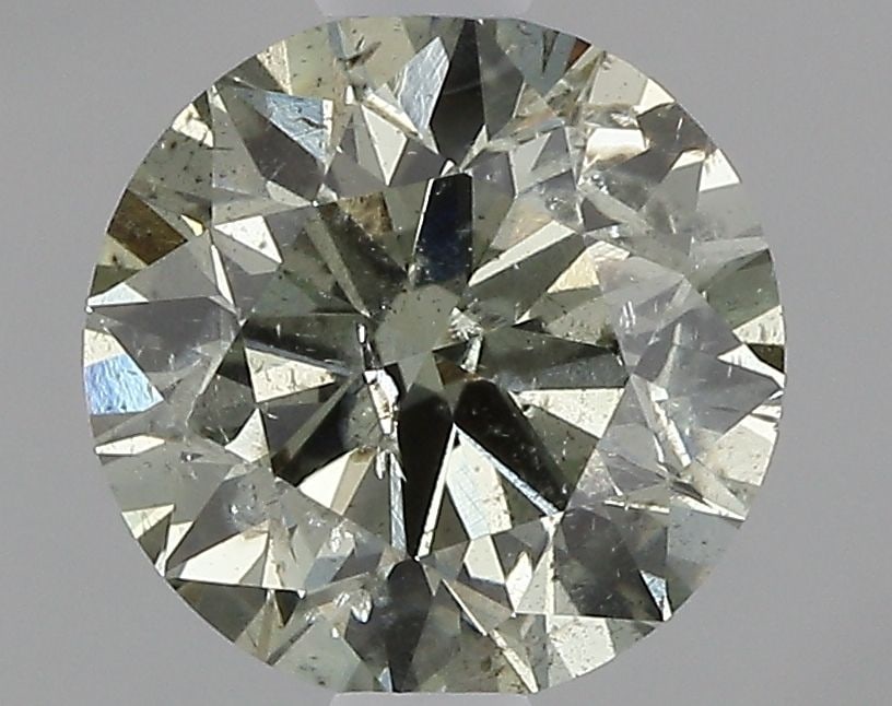 Loose Diamond - ROUND 1.1ct Fancy Dark Gray Yellowish Green I2: Loose Diamond - ROUND 1.1ct Fancy Dark Gray Yellowish Green I2 Source: Natural Shape: ROUND Carats: 1.1 Color: Fancy Dark Gray Yellowish Green Certification: GIA Video: