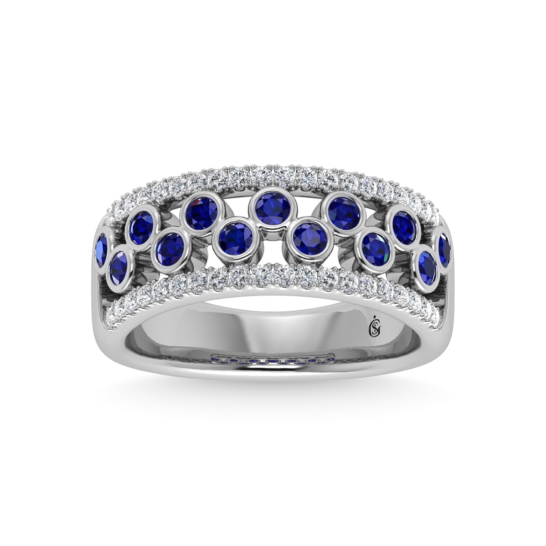 14K White Gold Diamond and Blue Sapphire 3/4 Ct.Tw. Fashion Ring (1 of 4)