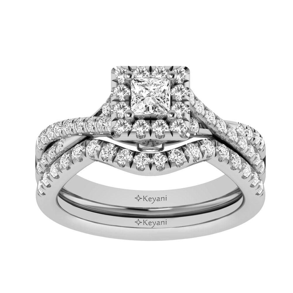 14KT White Gold 1Ct.Tw. Diamond keyani Bridal Ring: 14KT White Gold 1Ct.Tw. Diamond keyani Bridal Ring 14k White Gold Stone Color: Gh Stone Clarity: Si2 Each ring is presented in standard size 6.5. Complimentary resizing is available between sizes 510