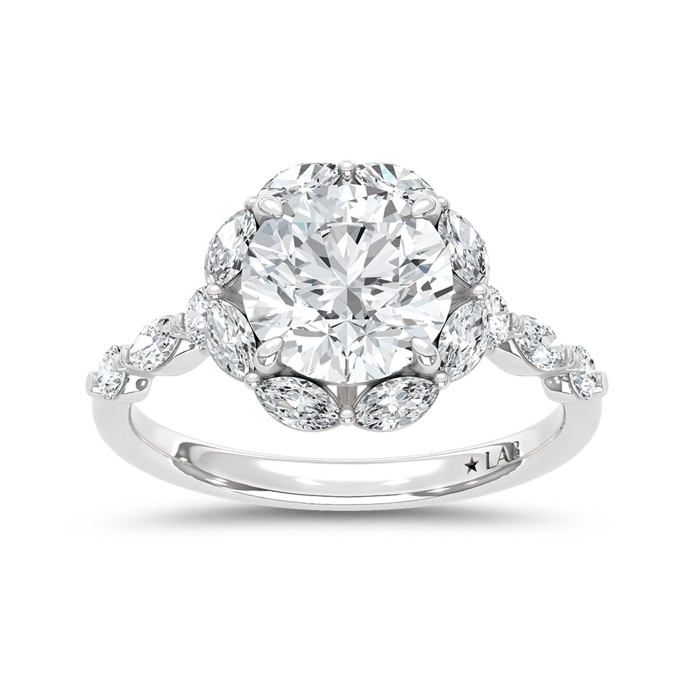 14K White Gold Lab Grown Diamond 2 5/8 Ct.Tw. Round Shape Engagement Ring (Center 2 ctw): 14K White Gold Lab Grown Diamond 2 5/8 Ct.Tw. Round Shape Engagement Ring (Center 2 ctw) 14k White Gold Stone Color: D-f Stone Clarity: Vs Each ring is presented in standard size 6.5. Complimentary re
