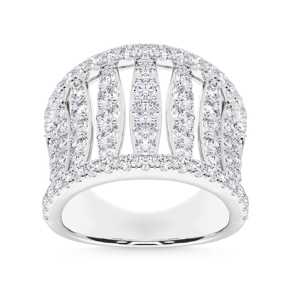 14K White Gold Lab Grown Diamond 2 1/2 Ct.Tw. Fashion Ring: 14K White Gold Lab Grown Diamond 2 1/2 Ct.Tw. Fashion Ring This elegant 14K White Gold fashion ring features lab grown diamonds totaling 2 1/2 Ct.Tw., offering sleek sophistication and captivating spa