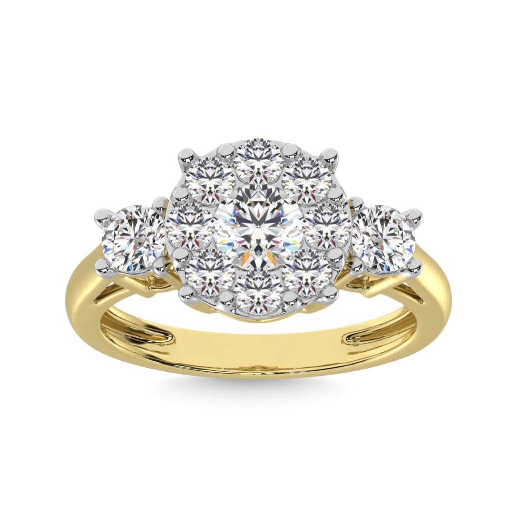 Diamond 1 Ct.tw Heart Three Stone Ring in 14K Yellow Gold (1 of 4)