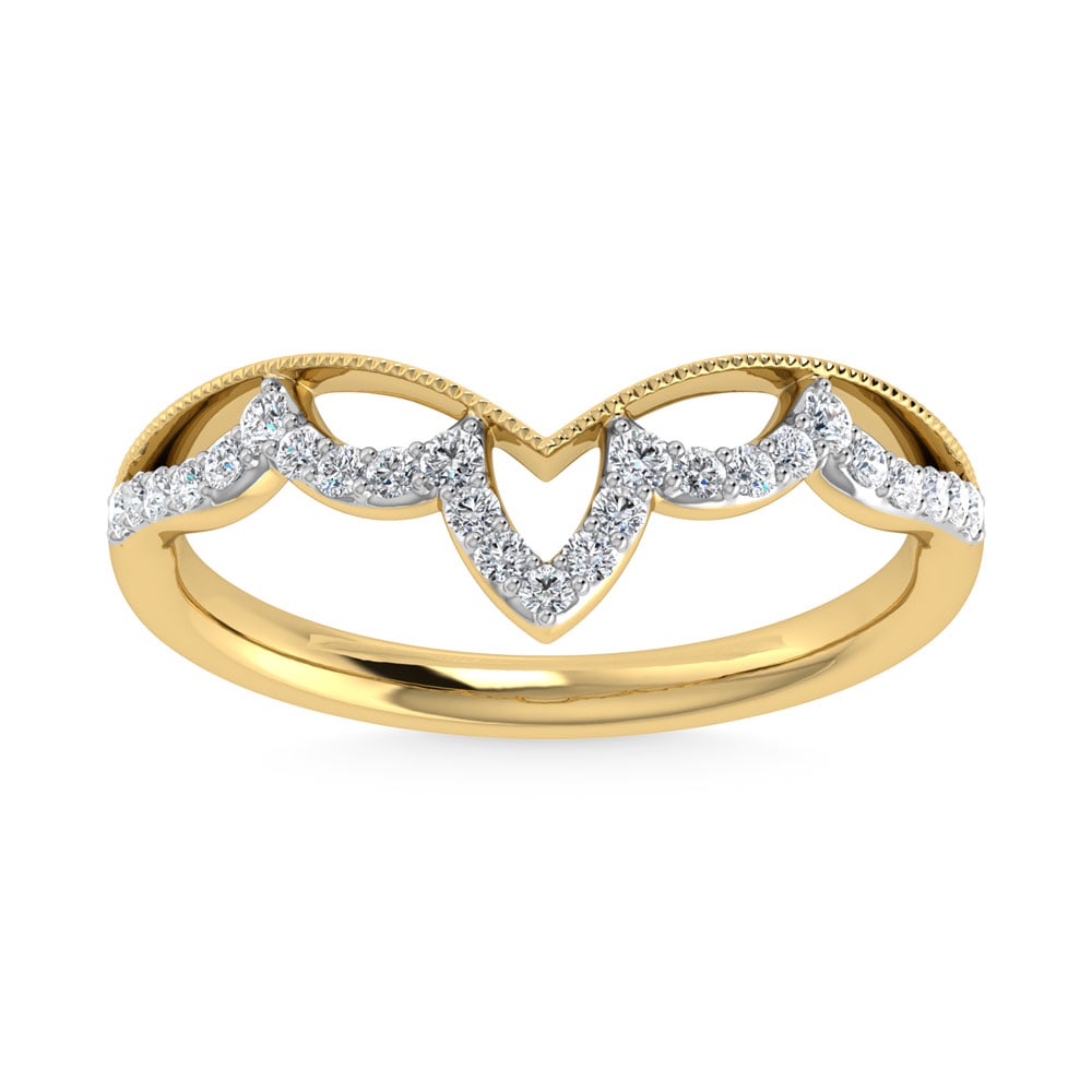 14K Yellow Gold Diamond 1/5 Ct.Tw. Chevron Band: 14K Yellow Gold Diamond 1/5 Ct.Tw. Chevron Band 14k Yellow Gold Stone Color: G-h Stone Clarity: Si2 Each ring is presented in standard size 6.5. Complimentary resizing is available between sizes 510 (