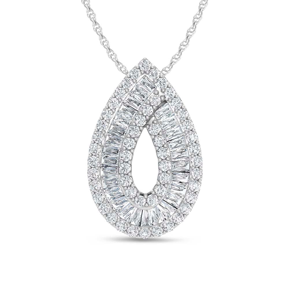 14K White Gold Lab Grown Diamond 3 Ct.Tw. Fashion Pendant: 14K White Gold Lab Grown Diamond 3 Ct.Tw. Fashion Pendant Crafted for standout elegance, this 14K white gold fashion pendant features lab-grown diamonds totaling 3 carat total weight. 14k White Gold