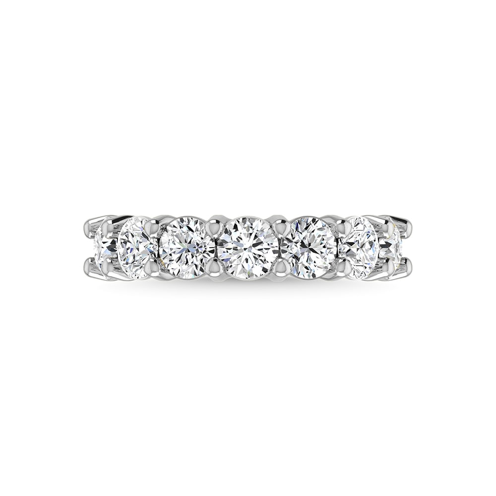14K White Gold Lab Grown Diamond 3 3/4 Ct.Tw. Round Shape Halfway Wedding Band: 14K White Gold Lab Grown Diamond 3 3/4 Ct.Tw. Round Shape Halfway Wedding Band Indulge in the ultimate symbol of love and sophistication with this 14K White Gold Halfway Wedding Band, featuring 3 3/4