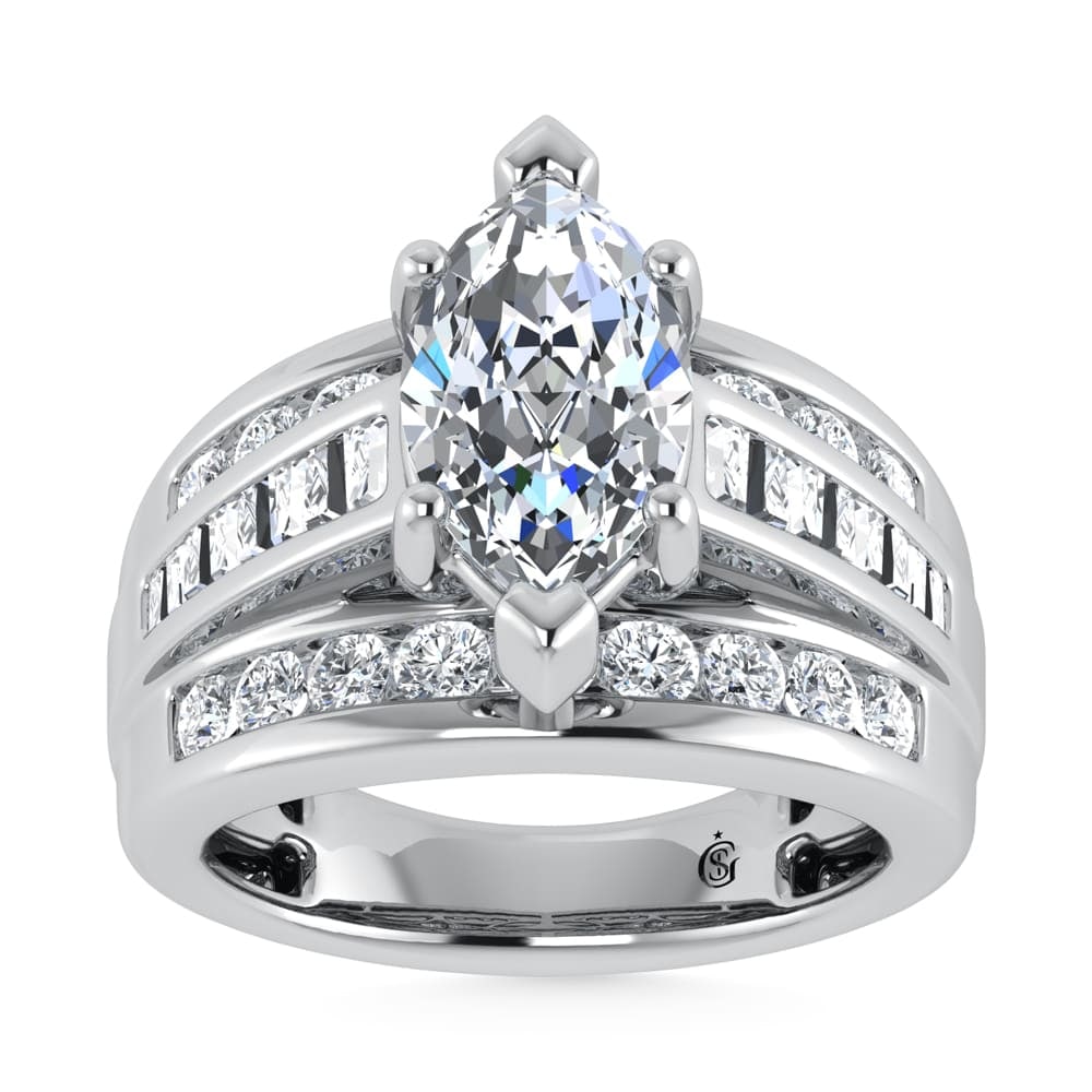 14K White Gold Lab Grown Diamond 6 ct.Tw. Marquise Shape Engagement Ring (IGI Certified 5ct) (1 of 4)