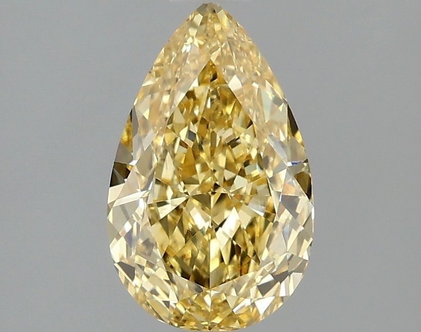 Loose Diamond - PEAR 1.58ct Fancy Vivid Yellow VVS2: Loose Diamond - PEAR 1.58ct Fancy Vivid Yellow VVS2 Source: This is a real non-mined Diamond that has been grown in a lab Shape: PEAR Carats: 1.58 Color: Fancy Vivid Yellow Certification: IGI Video: