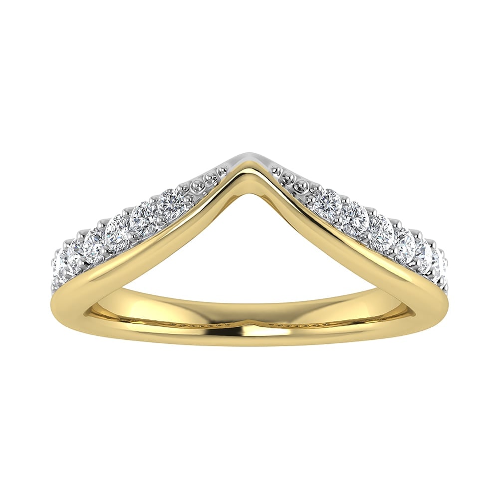 14K Yellow Gold 1/3 Ct Ct.Tw. Diamond Chevron Band: 14K Yellow Gold 1/3 Ct Ct.Tw. Diamond Chevron Band 14k Yellow Gold Stone Color: G-h Stone Clarity: I1 Each ring is presented in standard size 6.5. Complimentary resizing is available between sizes 510