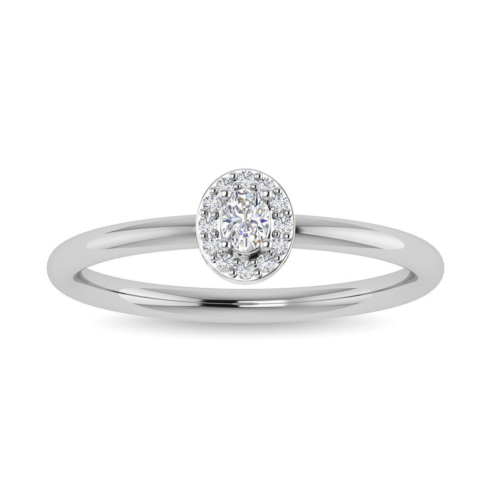 Diamond 1/6 Ct.Tw. Oval Cut Promise Ring in 14K White Gold: Diamond 1/6 Ct.Tw. Oval Cut Promise Ring in 14K White Gold Diamond 1/6 Ct.Tw. Oval Cut Promise Ring in 14K White Gold 14k White Gold Stone Color: G-h Stone Clarity: I1 Each ring is presented in standa