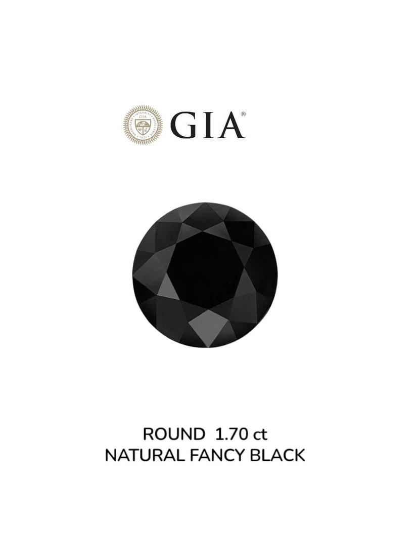 Loose Diamond - ROUND 1.7ct Fancy Black VVS2: Loose Diamond - ROUND 1.7ct Fancy Black VVS2 Source: Natural Shape: ROUND Carats: 1.7 Color: Fancy Black Certification: GIA Video: