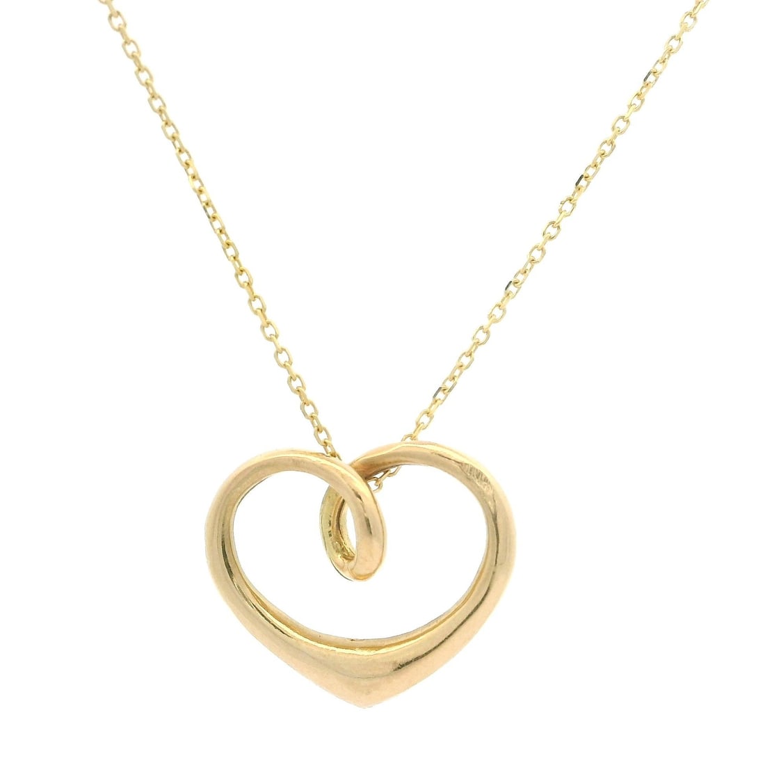 18k Yellow Gold Open Heart Slide Pendant with Adjustable Chain (1 of 5)