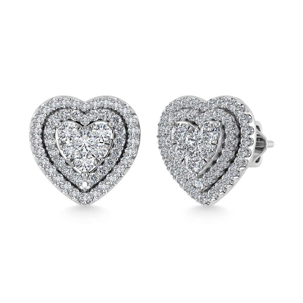 Diamond 7/8 Ct.Tw. Heart Earrings in 14K White Gold: Diamond 7/8 Ct.Tw. Heart Earrings in 14K White Gold 14k White Gold Stone Color: G-h Stone Clarity: I1-i2 This item may take 2-5 weeks for shipping. The Diamond Depot Guarantee: All items in this aucti