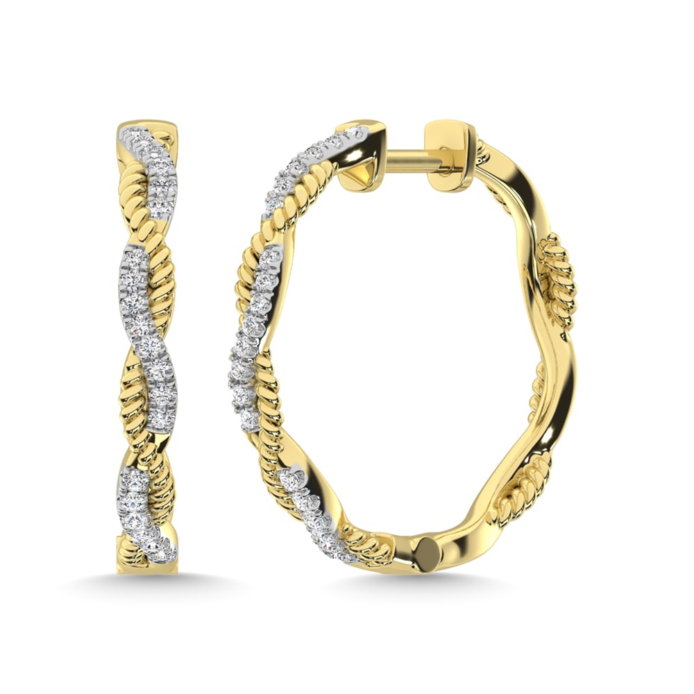 10K Yellow Gold Diamond 1/5 Ct.Tw. Hoop Earrings (1 of 4)