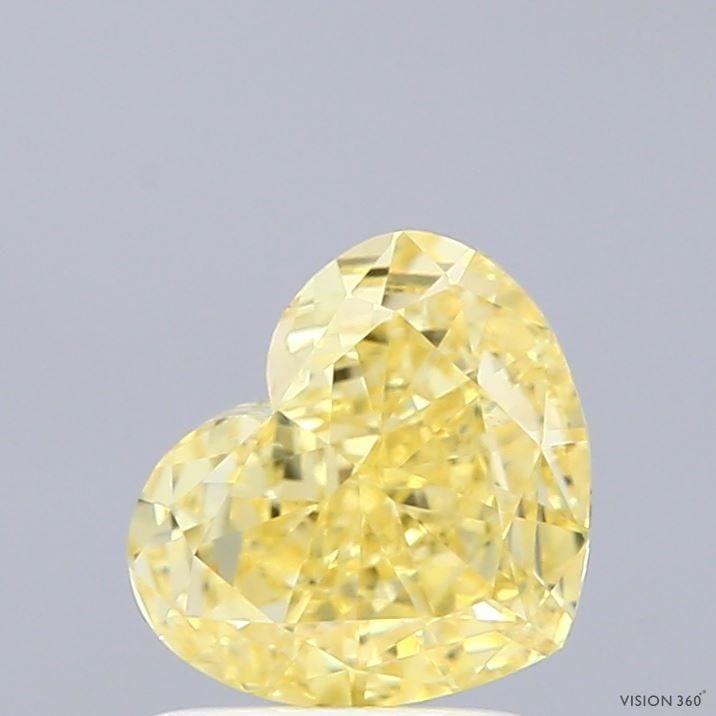 Loose Diamond - HEART 1.56ct Fancy Vivid Yellow VVS2: Loose Diamond - HEART 1.56ct Fancy Vivid Yellow VVS2 Source: This is a real non-mined Diamond that has been grown in a lab Shape: HEART Carats: 1.56 Color: Fancy Vivid Yellow Certification: IGI Video: