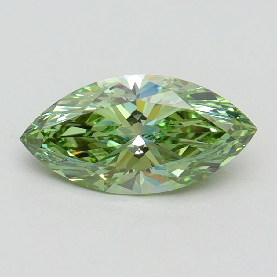 Loose Diamond - MARQUISE 1.07ct Fancy Vivid Green VVS2: Loose Diamond - MARQUISE 1.07ct Fancy Vivid Green VVS2 Source: This is a real non-mined Diamond that has been grown in a lab Shape: MARQUISE Carats: 1.07 Color: Fancy Vivid Green Certification: IGI Vi