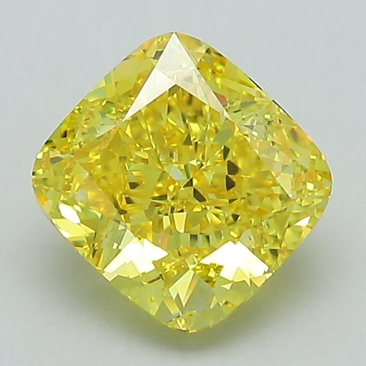 Loose Diamond - CUSHION MODIFIED 2.13ct Fancy Vivid Yellow VVS1: Loose Diamond - CUSHION MODIFIED 2.13ct Fancy Vivid Yellow VVS1 Source: This is a real non-mined Diamond that has been grown in a lab Shape: CUSHION MODIFIED Carats: 2.13 Color: Fancy Vivid Yellow Cer