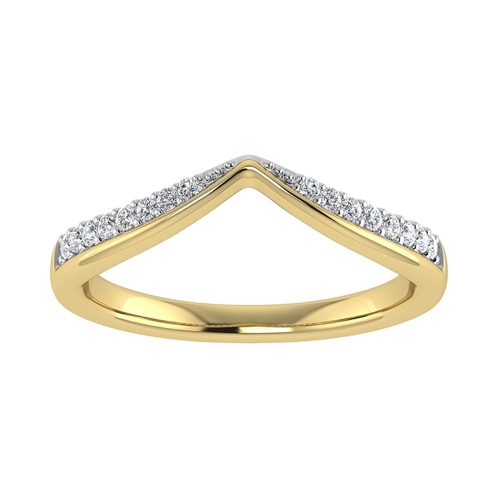 14K Yellow Gold 1/5 Ct.Tw. Diamond Chevron Band: 14K Yellow Gold 1/5 Ct.Tw. Diamond Chevron Band 14k Yellow Gold Stone Color: G-h Stone Clarity: I1 Each ring is presented in standard size 6.5. Complimentary resizing is available between sizes 510 (i