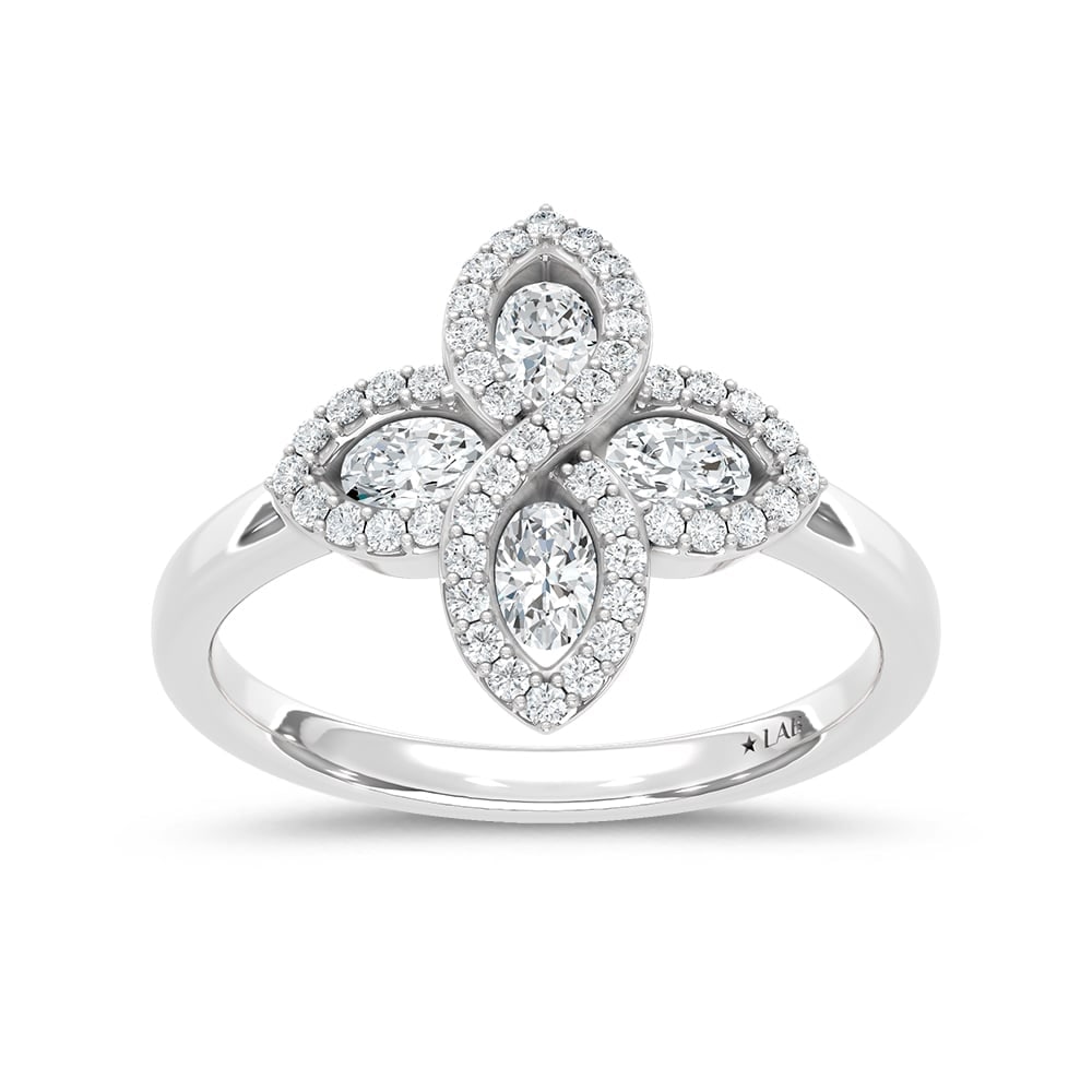14K White Gold Lab Grown Diamond 3/4 Ct.Tw. Fashion Ring: 14K White Gold Lab Grown Diamond 3/4 Ct.Tw. Fashion Ring This sleek 14K White Gold fashion ring features lab grown diamonds totaling 3/4 Ct.Tw., delivering modern sophistication and luminous shine. 14