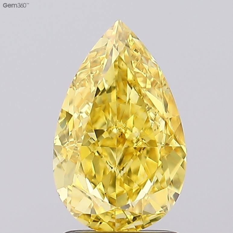 Loose Diamond - PEAR 2.03ct Fancy Vivid Yellow VS1: Loose Diamond - PEAR 2.03ct Fancy Vivid Yellow VS1 Source: This is a real non-mined Diamond that has been grown in a lab Shape: PEAR Carats: 2.03 Color: Fancy Vivid Yellow Certification: IGI Video: