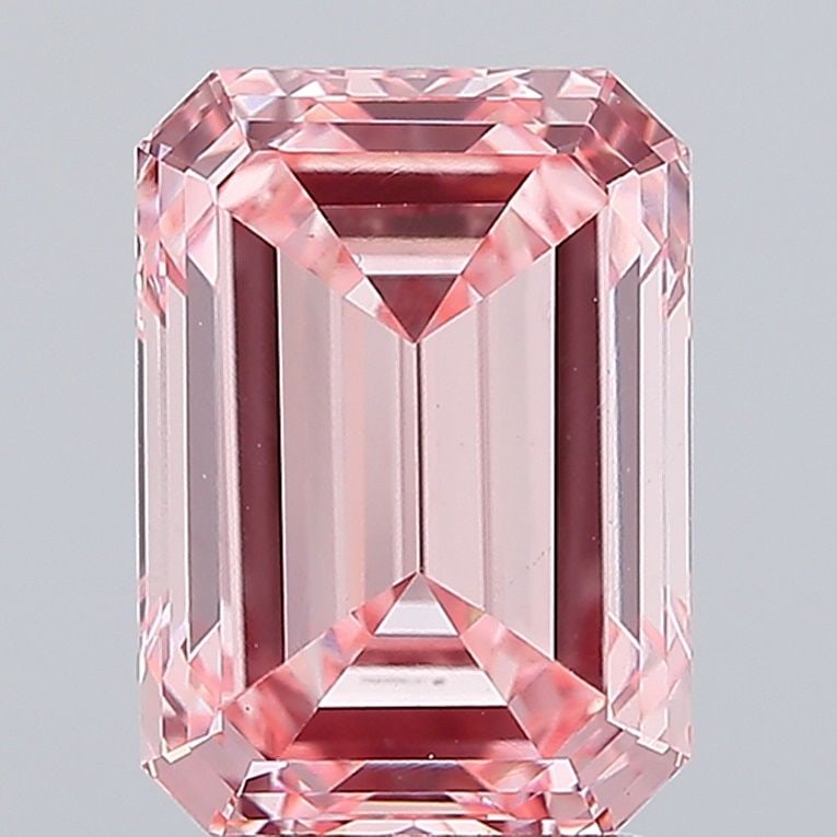 Loose Diamond - EMERALD 4.22ct Fancy Vivid Pink VS1: Loose Diamond - EMERALD 4.22ct Fancy Vivid Pink VS1 Source: This is a real non-mined Diamond that has been grown in a lab Shape: EMERALD Carats: 4.22 Color: Fancy Vivid Pink Certification: IGI