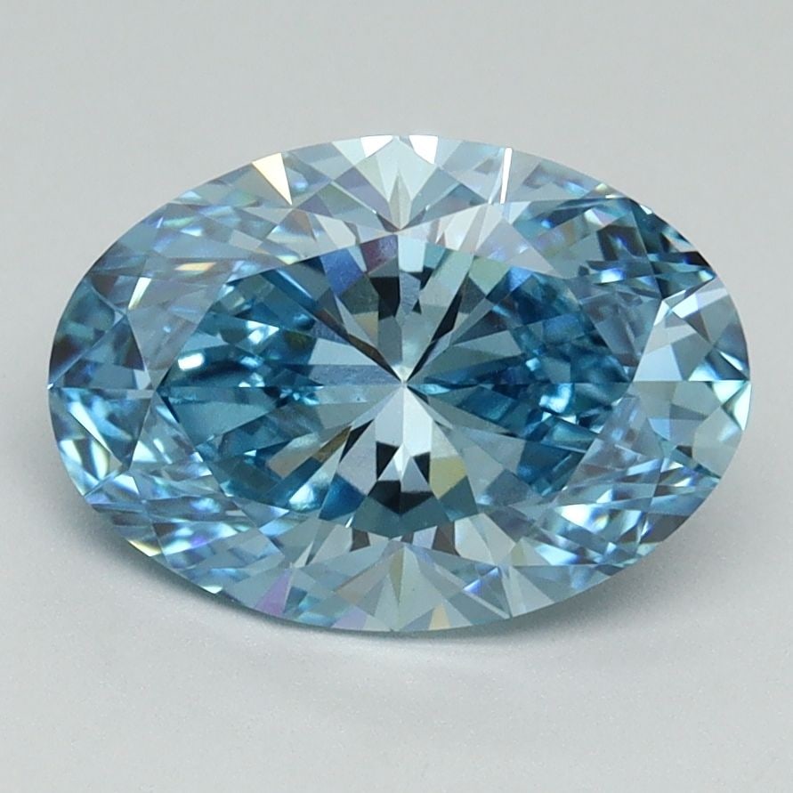 Loose Diamond - OVAL 2.28ct Fancy Vivid Blue VVS2: Loose Diamond - OVAL 2.28ct Fancy Vivid Blue VVS2 Source: This is a real non-mined Diamond that has been grown in a lab Shape: OVAL Carats: 2.28 Color: Fancy Vivid Blue Certification: IGI Video: