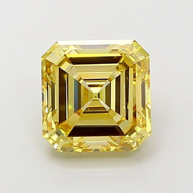 Loose Diamond - ASSCHER 2.01ct Fancy Yellow VS1: Loose Diamond - ASSCHER 2.01ct Fancy Yellow VS1 Source: This is a real non-mined Diamond that has been grown in a lab Shape: ASSCHER Carats: 2.01 Color: Fancy Yellow Certification: IGI Video: Video