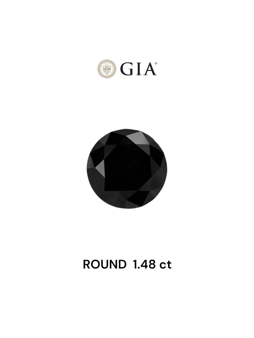 Loose Diamond - ROUND 1.48ct Fancy Black VVS2: Loose Diamond - ROUND 1.48ct Fancy Black VVS2 Source: Natural Shape: ROUND Carats: 1.48 Color: Fancy Black Certification: GIA Video: