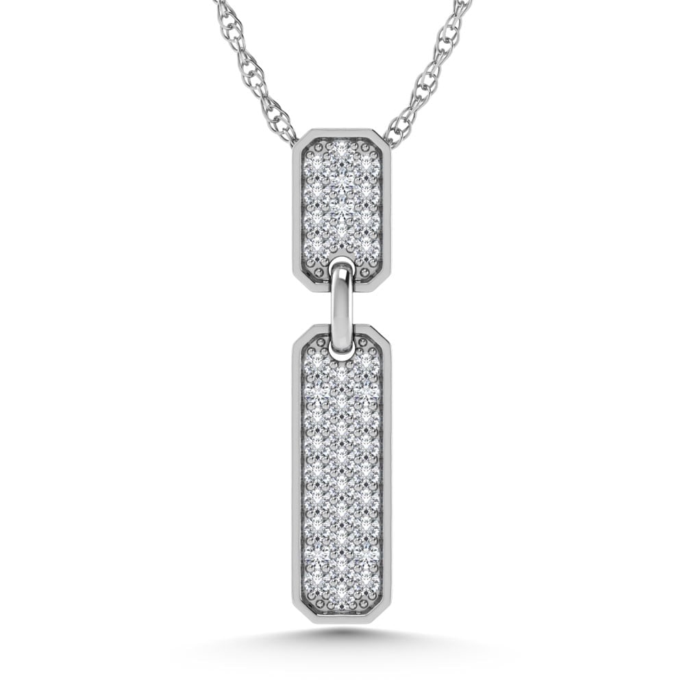 14K White Gold 1/5 Ct.Tw. Diamond Fashion Pendant: 14K White Gold 1/5 Ct.Tw. Diamond Fashion Pendant 14k White Gold Stone Color: G-h Stone Clarity: Si3 Unless otherwise specified, pendants that include a chain are paired with our standard 18-inch leng
