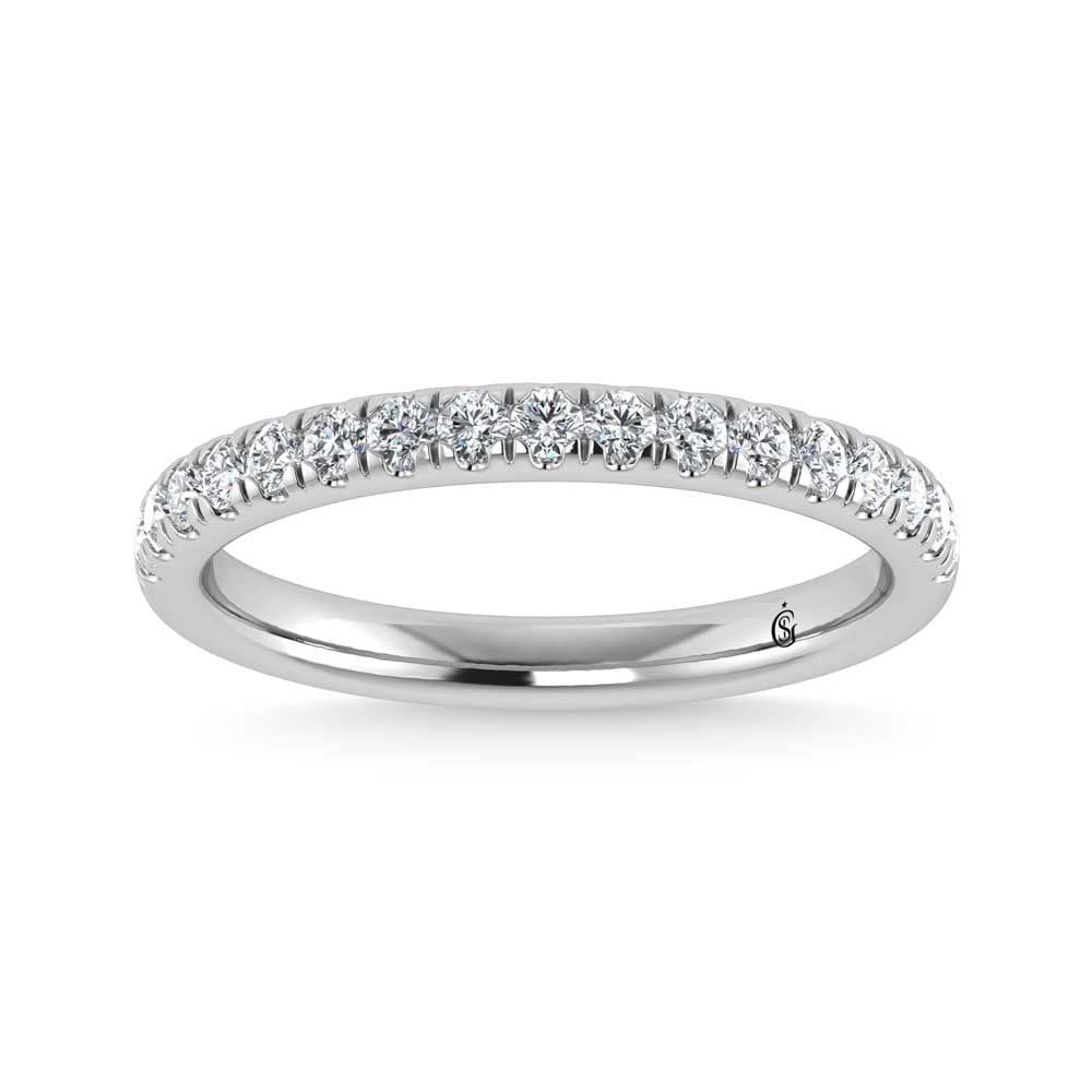 14K White Gold Lab Grown Diamond 1/3 Ct.Tw. Band: 14K White Gold Lab Grown Diamond 1/3 Ct.Tw. Band The 14K White Gold Lab Grown Diamond Band features 1/3 Ct. of dazzling lab-grown diamonds, each carefully chosen for its clarity and brilliance. Set in