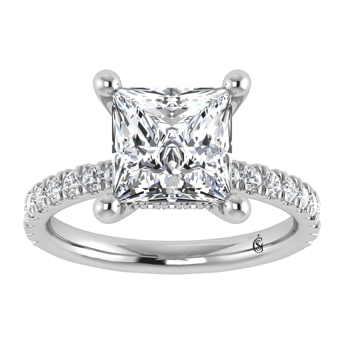 14K White Gold Lab Grown Diamond 4 1/2 Ct.Tw. Princess Shape Halo Engagement Ring (IGI Certified: 14K White Gold Lab Grown Diamond 4 1/2 Ct.Tw. Princess Shape Halo Engagement Ring (IGI Certified Center 4ct) Discover subtle brilliance and modern elegance with our Hidden Halo Diamond Engagement Ring