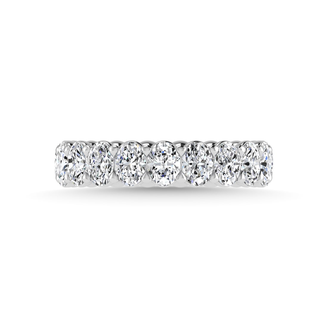 18K White Gold 8 CT Tw. Oval Shape Diamond Full Eternity Band: 18K White Gold 8 CT Tw. Oval Shape Diamond Full Eternity Band Celebrate everlasting love with our stunning Diamond Full Eternity Wedding Band. Crafted in precious metal, this timeless piece features a