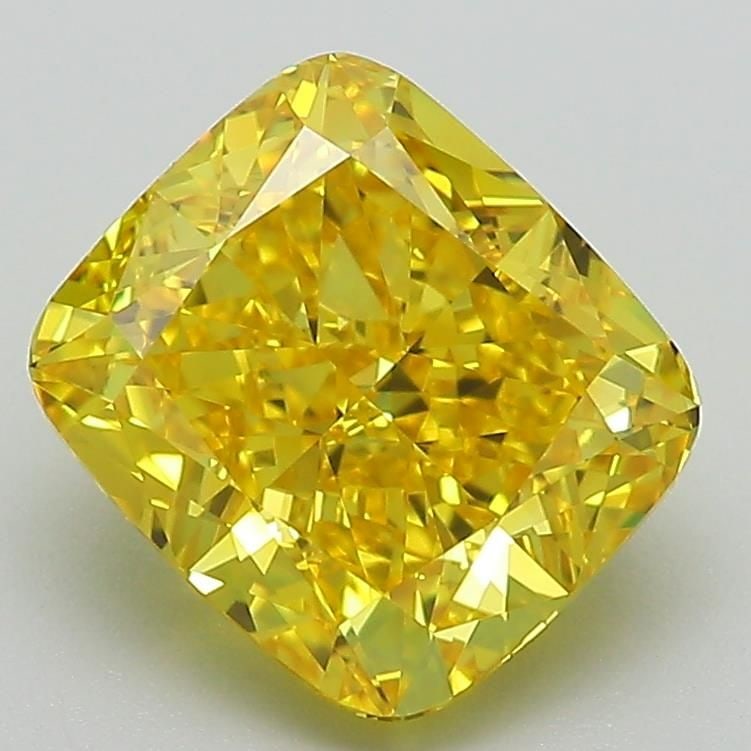 Loose Diamond - CUSHION MODIFIED 2.82ct Fancy Vivid Yellow VS1: Loose Diamond - CUSHION MODIFIED 2.82ct Fancy Vivid Yellow VS1 Source: This is a real non-mined Diamond that has been grown in a lab Shape: CUSHION MODIFIED Carats: 2.82 Color: Fancy Vivid Yellow Cert