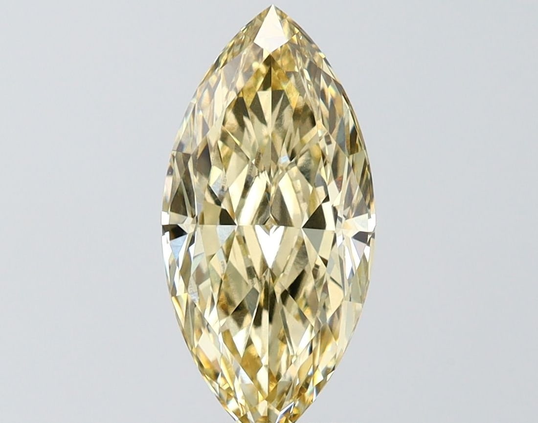 Loose Diamond - MARQUISE 2.04ct Fancy Yellow VS1: Loose Diamond - MARQUISE 2.04ct Fancy Yellow VS1 Source: This is a real non-mined Diamond that has been grown in a lab Shape: MARQUISE Carats: 2.04 Color: Fancy Yellow Certification: IGI Video: